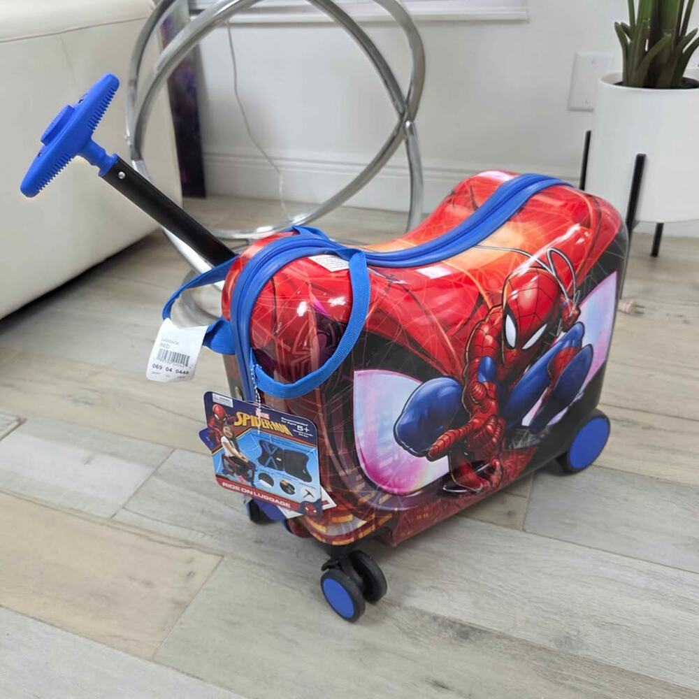 Spider-Man Kids Ride-On Suitcase – Carry-On Luggage with Wheels (New)